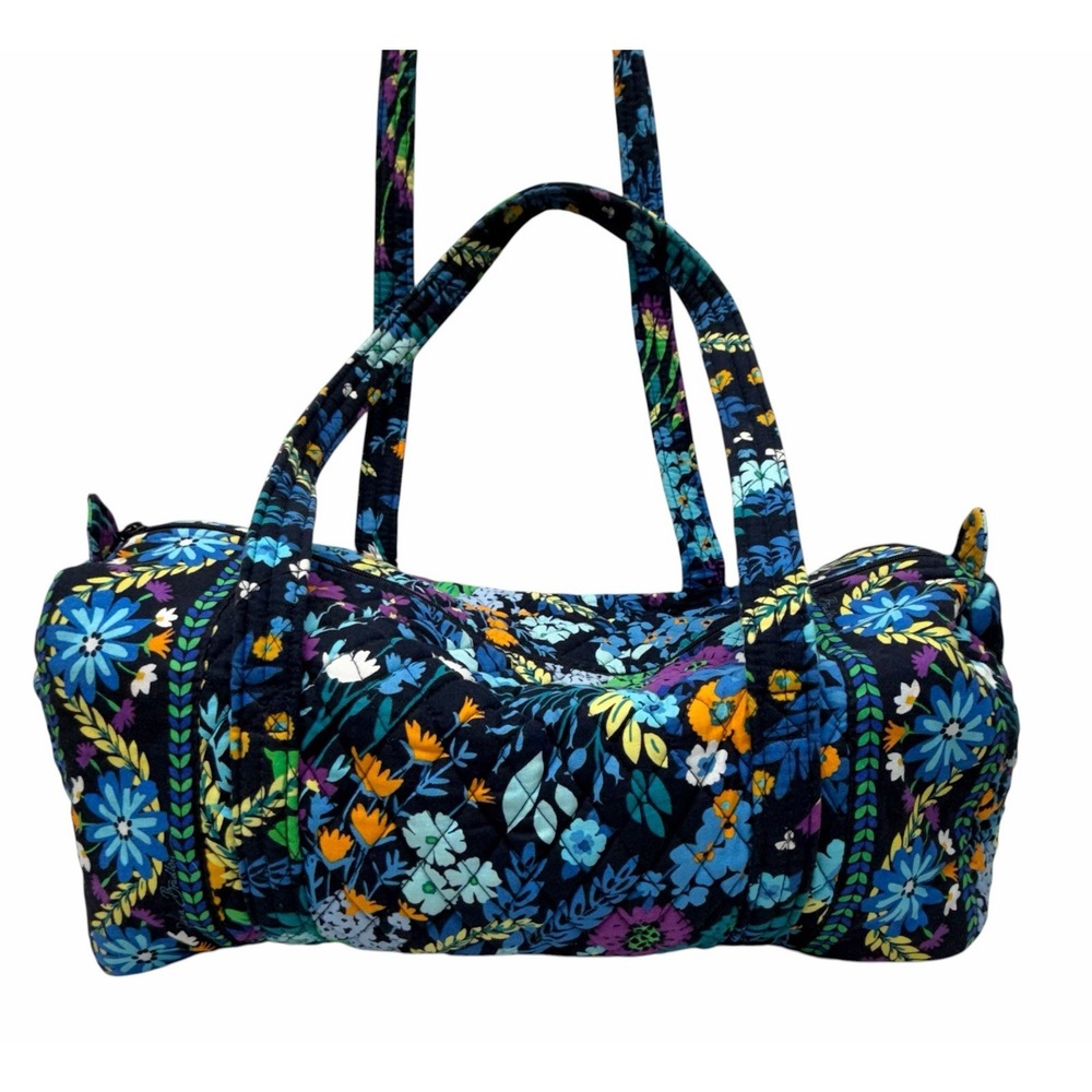 Vera Bradley Weekender Travel Bag Midnight Blues Zipper Floral Pocket Gift 1094 - Picture 2 of 15